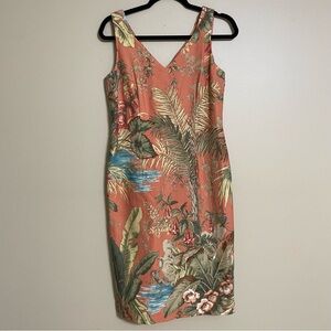 Talbots Tropical Print Shift‎ Dress beaded cotton size 6 deadstock vintage